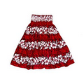 Red Ladies Hawaiian Tropical Print Hula Skirt